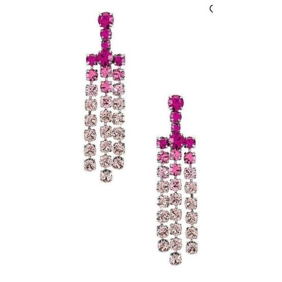 Pink Rose Gold Long American Diamond Earrings/contemporary  NWT~DANNIJO Long Pink Asher Dangle Earrings